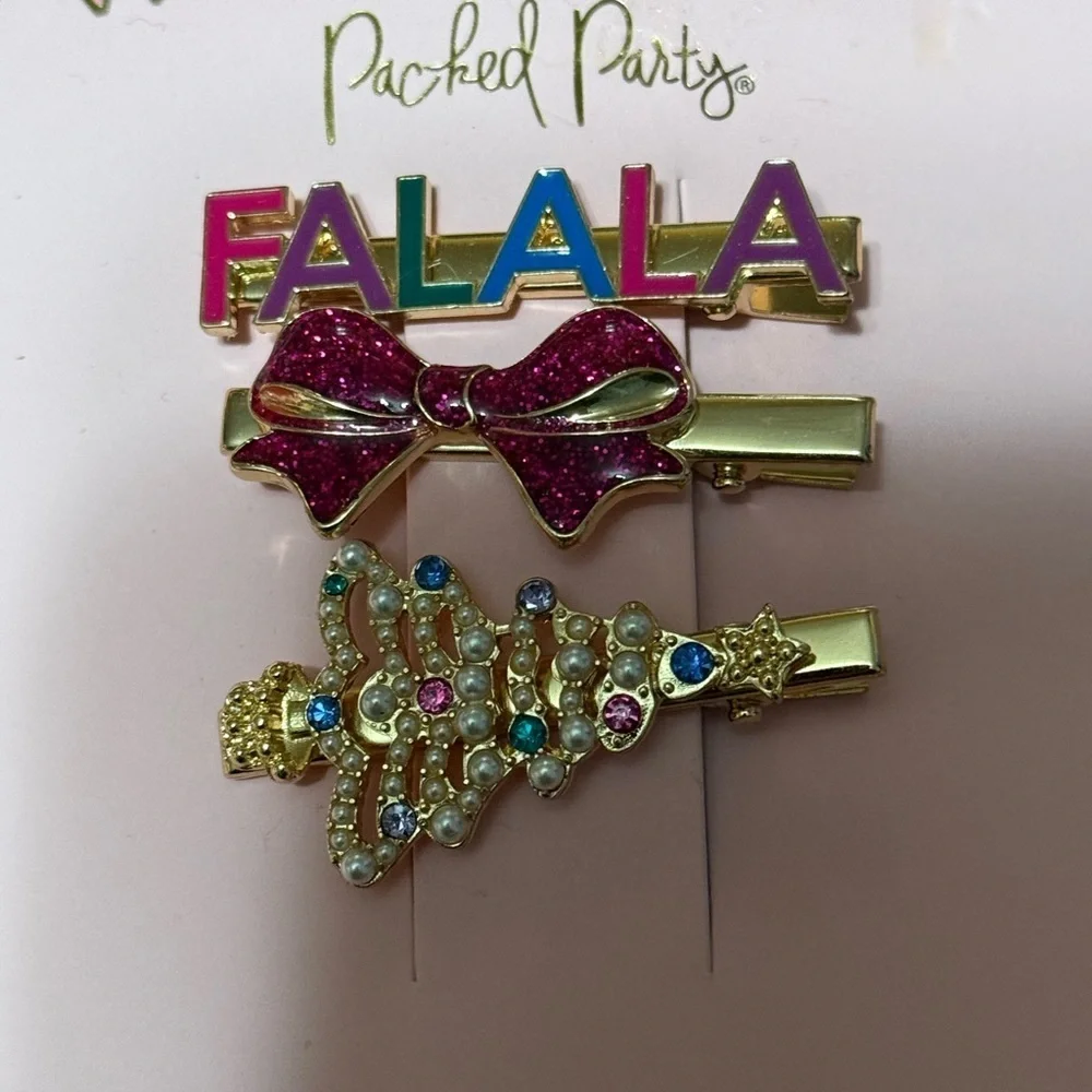 Packed Party Festive Holiday Christmas Hair Clips - NEW!!!